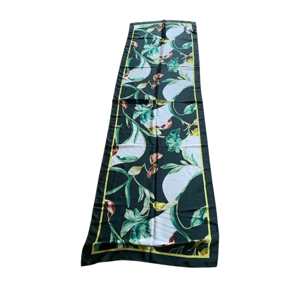 NWT White House Black Market Autumn Leaves Spruce Floral Oblong Scarf 71”x21”